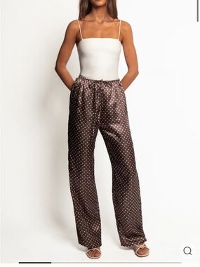 Petal & Pup Polka Dot Wide-Leg Pants in Brown